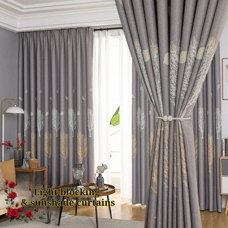 Summer Living Room Sunshade Blackout Curtains Warm Colors high-end Bedroom Decorative Drapes Soundproof Washable Home Curtain