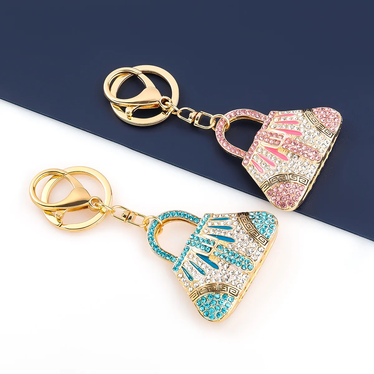 Sparkling Rhinestone Mini Handbag Enamel Keychain for Women and Girls - Perfect for Purse Bag Backpack or Car Pendant Charm Gift