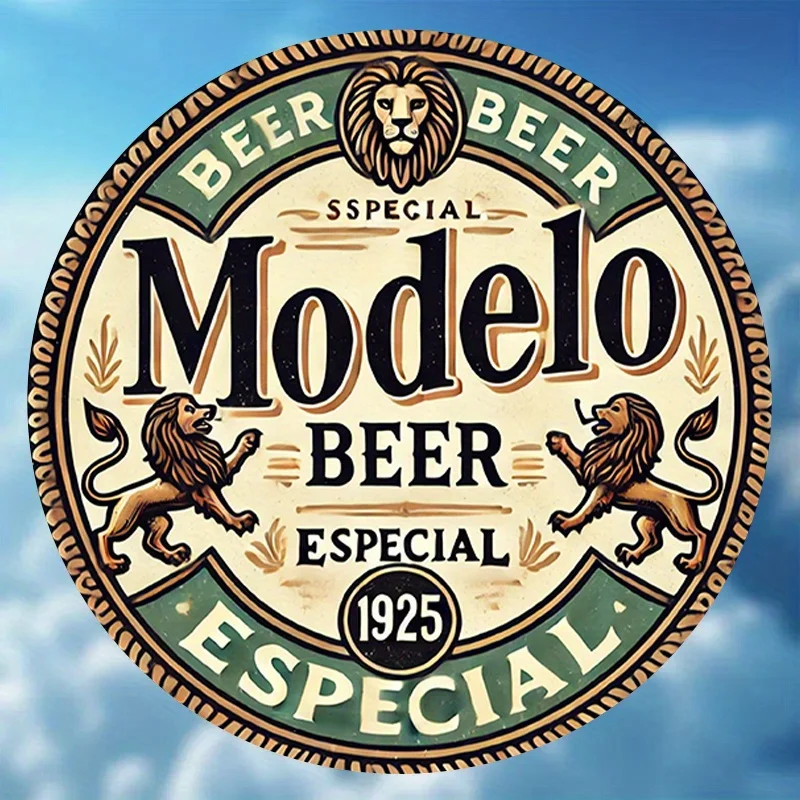 1 Stück, Modelo Especial, Vintage wiederverwendbares klassisches 20,3 cm rundes Metallschild, Bier der Ehre und Stärke, für Heim- und Wanddekorationskunst – Ausweis