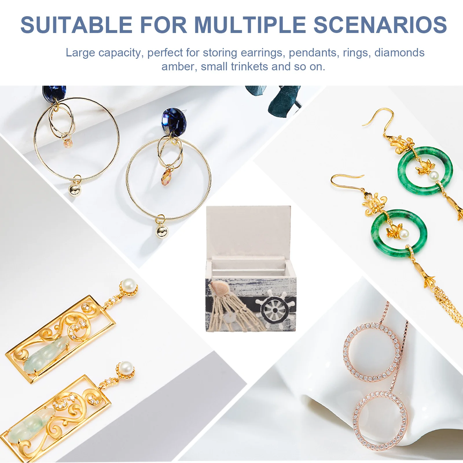

Jewelry Box Wooden Retro Desktop Storage Case For Earrings Rings Necklaces Trinkets Organizer Dustproof Table Holder