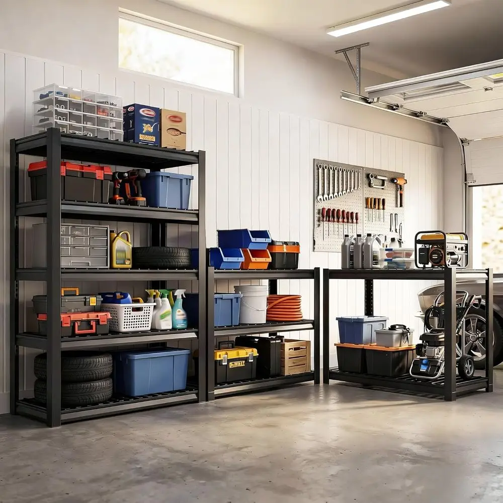 

60.1W 5-Tier Heavy-Duty Metal Storage Shelves, 3000 lbs Capacity, Adjustable Steel Rack for Garage, Warehouse, or Pantry