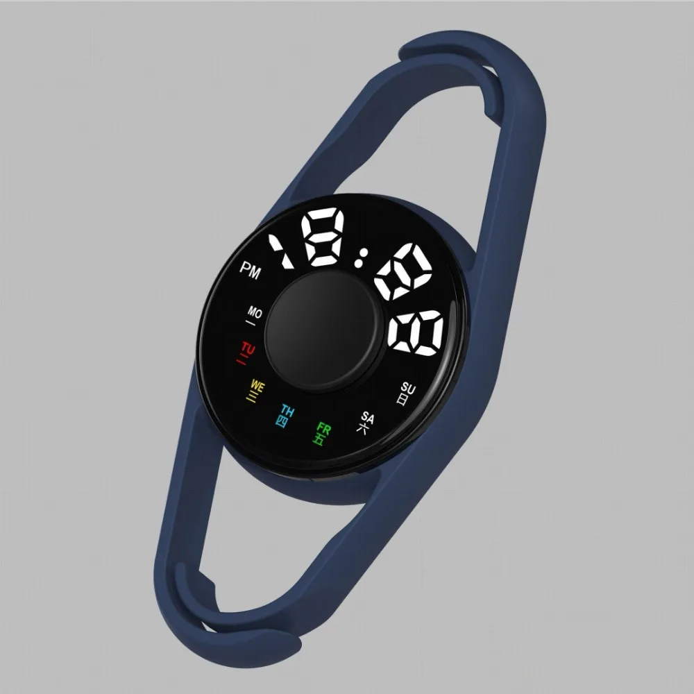 

Миниатюрные электронные часы-брелок с LED-дисплеем и функцией антистресс, портативные светящиеся карманные часы с вращающимся элементом