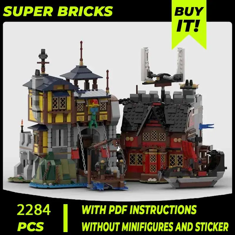 Moc Building Brick modello militare castello di sirena e tecnologia Pirate Tavern blocchi modulari regalo natale Tos Set fai da te assemblaggio