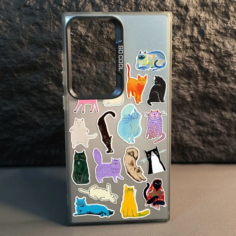 

For Samsung Galaxy S25 S22 Ultra Plus S21 FE S24 S23 Ultra Plus FE Laser Phone Case Creative Art Color Cats Shockproof Covers