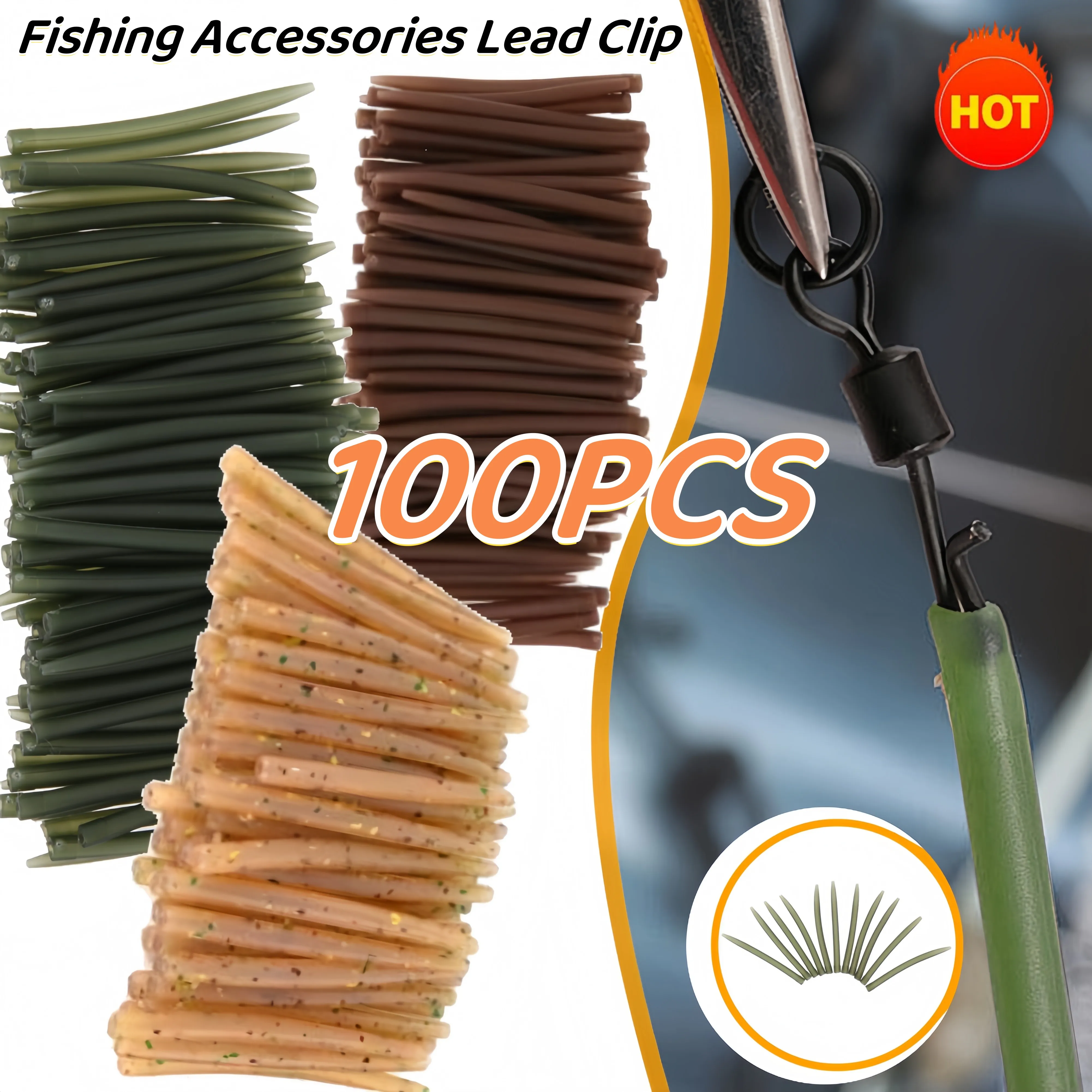 20-100PCS Quick Change Swivel Tail Rubber Anti Tangle Sleeves Carp Fishing Accessories Lead Clip for Carp Rigs Coarse Fishing Ta