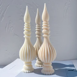 Tall Ribbed Pillar Candle Molds Taper Spiral Silicone Mould Geometric Abstract Decorative Soy Wax Mold