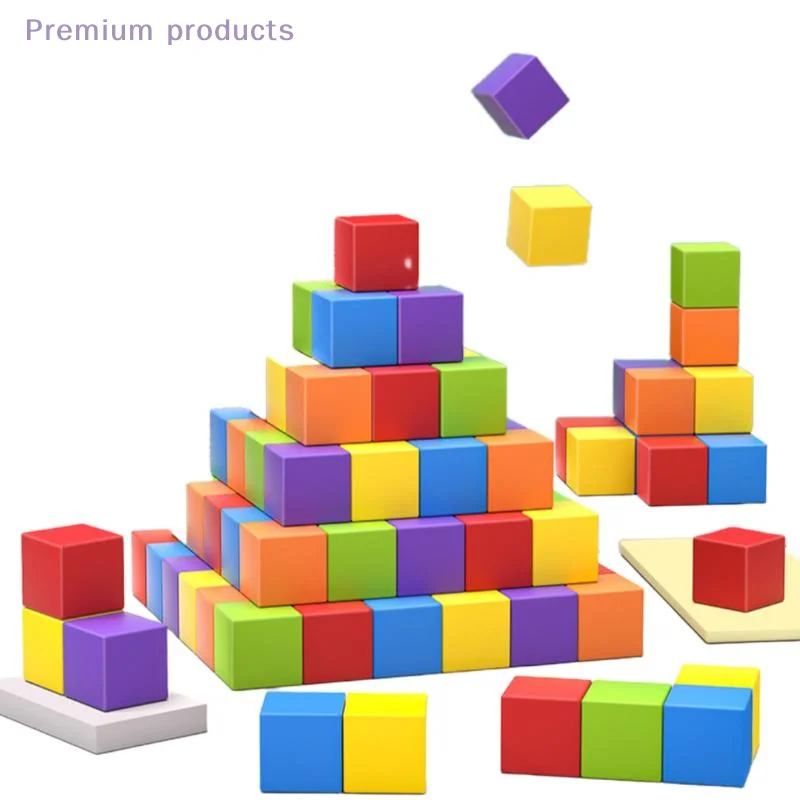 30/50/100 قطعة مكعبات ملونة اللبنات الخشبية شكل الطفل اللون لعب للتعلم التراص مربع الخشب لعبة للأطفال #3