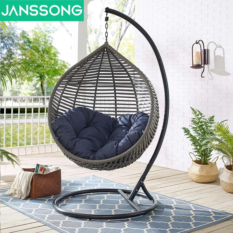 Cross-border hanging eggshell hanging basket villa hotel balcony leisure swing chair rattan aluminum alloy outdoor adult