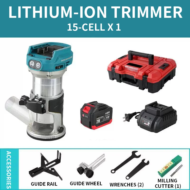 Lithium-Ion Brushless Multi-Purpose Woodworking Trimmer, High-Power Grooving Machine, Universal Electric New Circular Trimmer