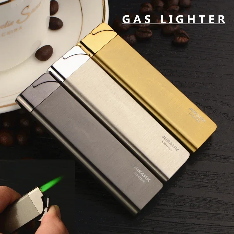 Ultra Thin Inflatable Butane Gas Cigarettes Lighter Windproof Torch Jet Metal Encendedor Smoking Tools Mini Novelty Lighter Gift