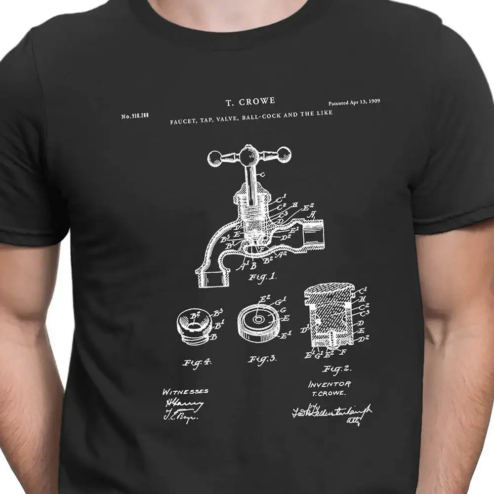 Restroom Decor Faucet Valve Tap And The Like Patent Print Blueprint Art Powder Room S Shirt Pt621