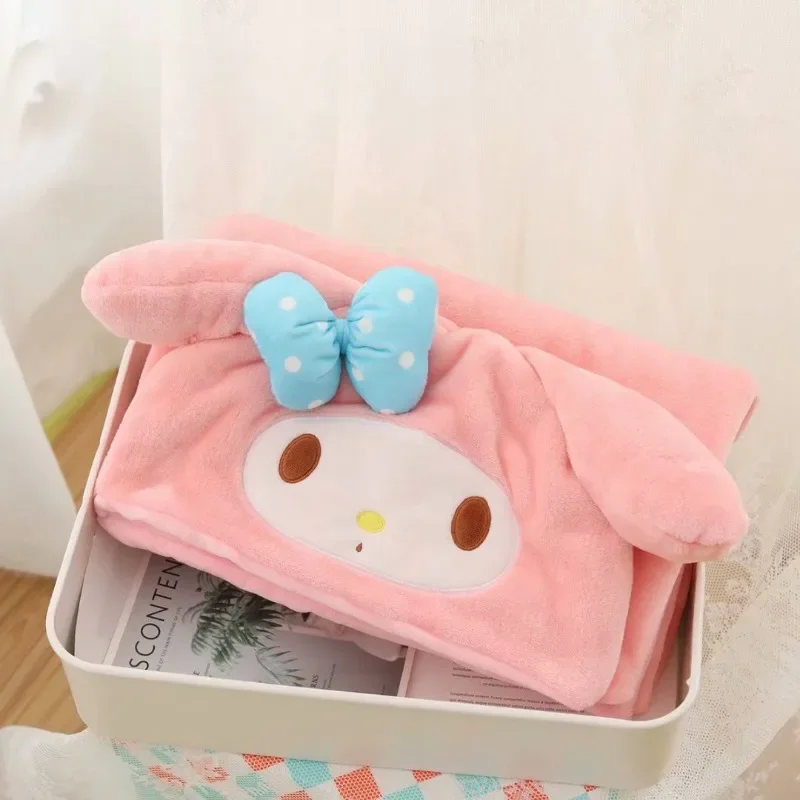 Sanrio Kawaii Kuromi Hooded Cloak Blanket My Melody Cinnamoroll Anime Girls Travel Portable Thickened Lunch Break Thermal Cloak