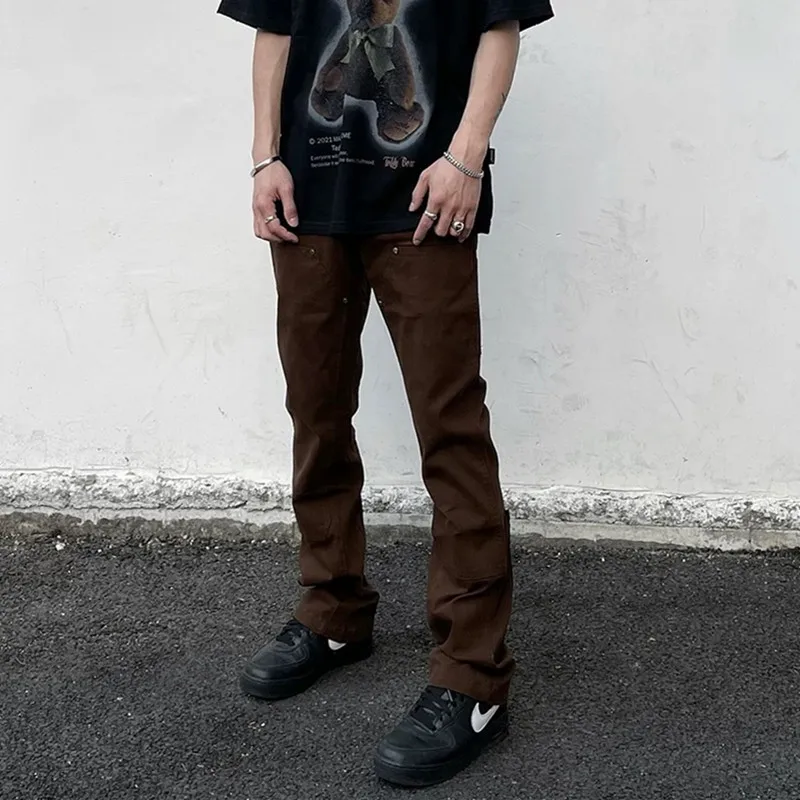 2026 Y2K Streetwear Kanye Braune Reißverschluss Slim Jeans Cargo-Hosen für Herren Luxus Designer Neue Rock Lange Hosen – Detail 7