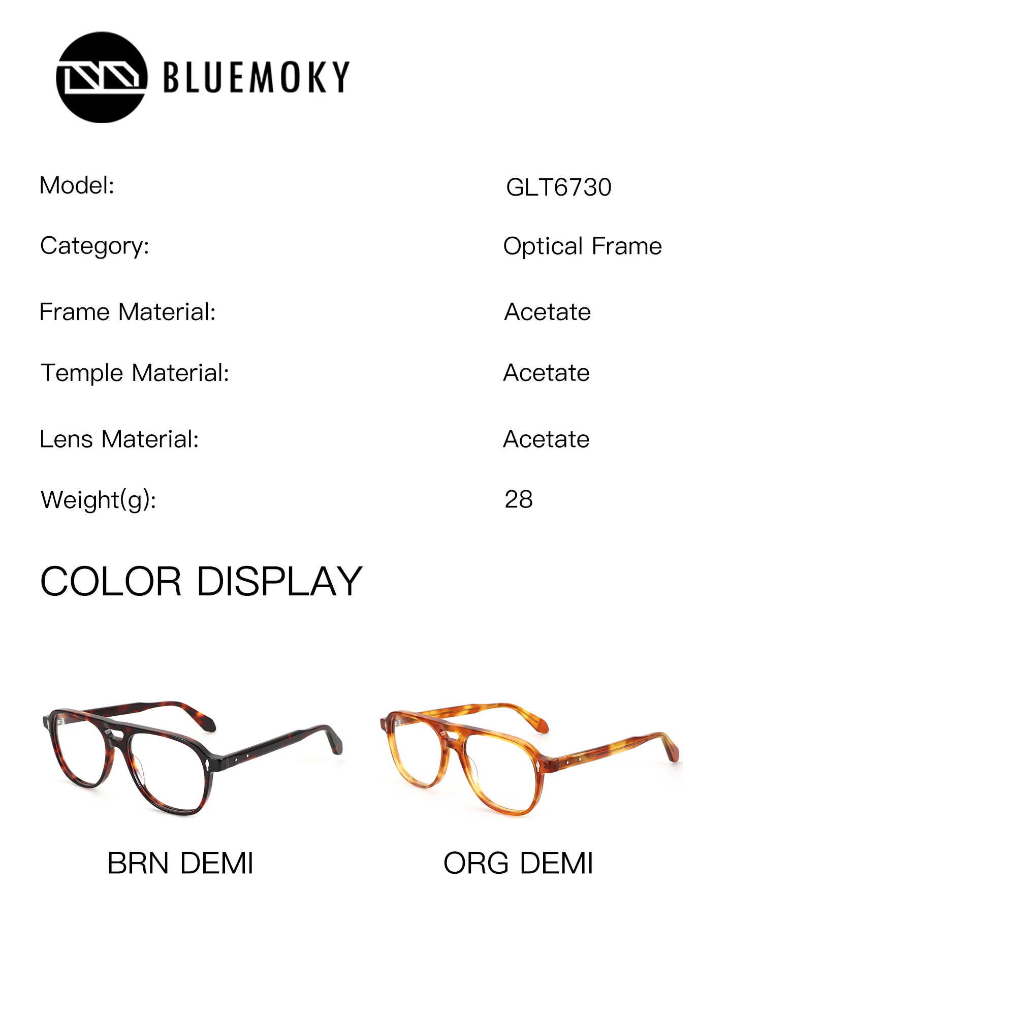 BLUEMOKY Pilot Glasses To Graduate For Men Acetate Photochromic Anti Blue Light Optical Frames Modern Eyeglasses