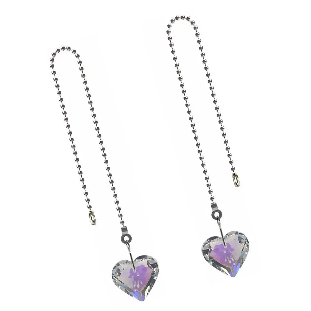 

2Pcs Ceiling Fan Pull Chain Connector Heart Prism Crystal Pendant Extender Replacement for Ceiling Light Fan Switch Accessories