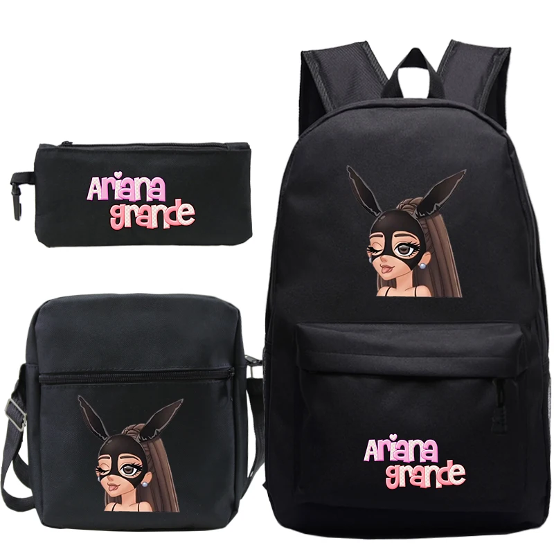 3Pcs Set Rugzak Ariana Grande Rugzak Canvas Knapzak Schooltassen Tieners Terug Naar School Schoudertas Etui Meisjes jongens