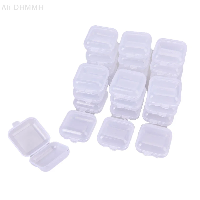 

25Pcs Small Boxes Square Transparent Plastic Box Jewelry Storage Case Container