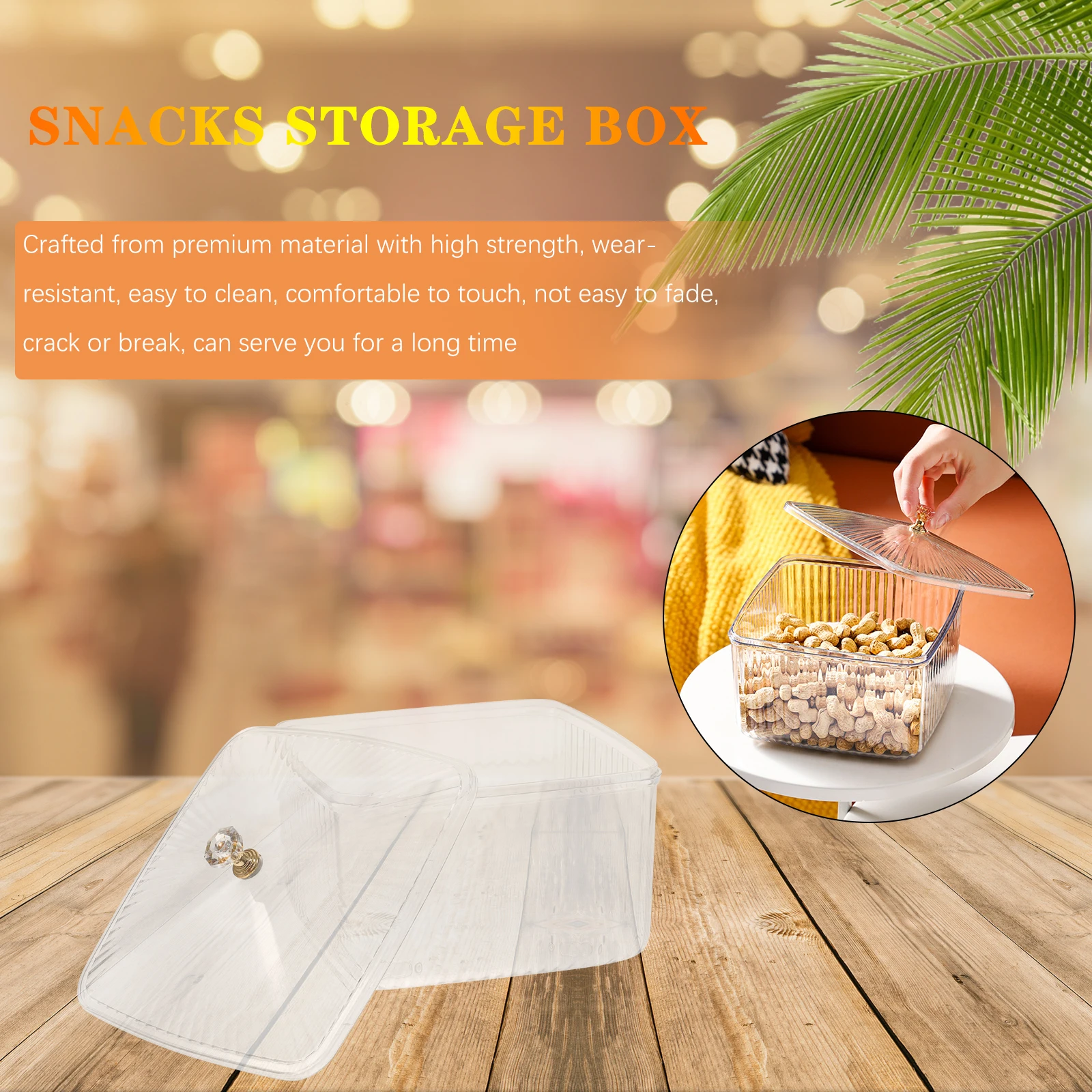 

Snack Transparent Box with Lid Food Container Countertop Organizer Kitchen Dried Fruit Holder Serving Box for Nuts Rice Beans