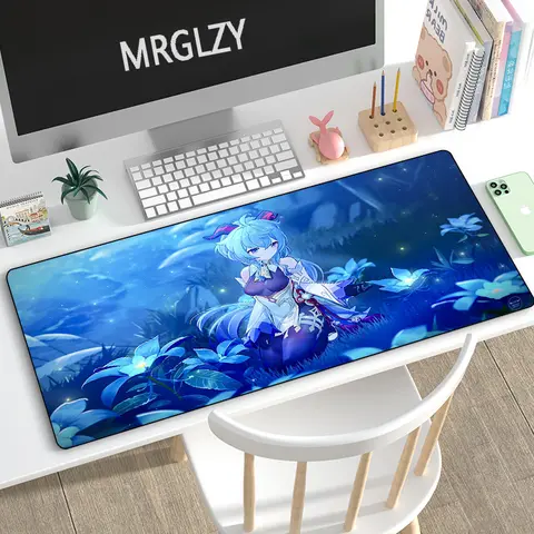 MRGLZY XXL 원신 임팩트 감우 마우스 패드, 게이머 애니메이션, 섹시한 소녀 대형 책상 매트, 컴퓨터 게임 주변 액세서리 마우스 패드