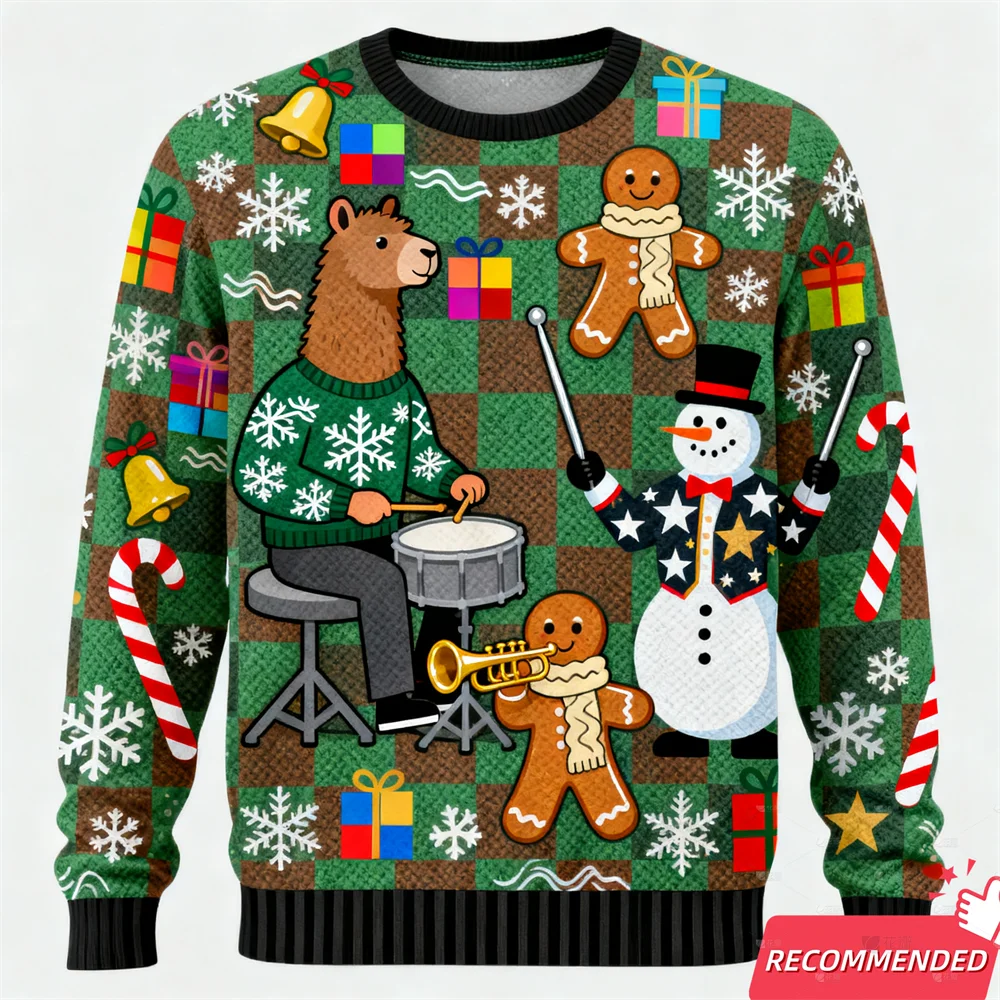 جديد مضحك HOHOHO ثلج كابيبارا الفرقة ثلاثية الأبعاد مطبوعة القبيح عيد الميلاد سترة عيد ميلاد سعيد بلوزات للجنسين الاطفال البلوفرات رياضية