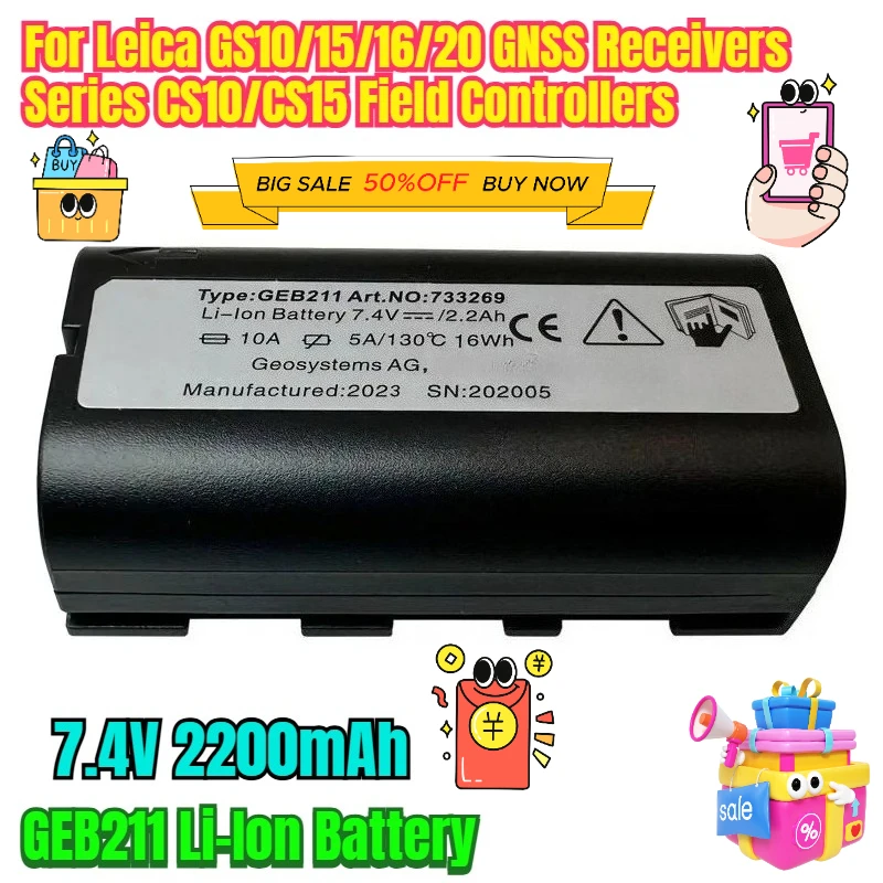 

7.4V 2200mAh GEB211 Li-Ion Battery for Leica GS10/15/16/20 GNSS Receivers Series CS10/CS15 Field Controllers