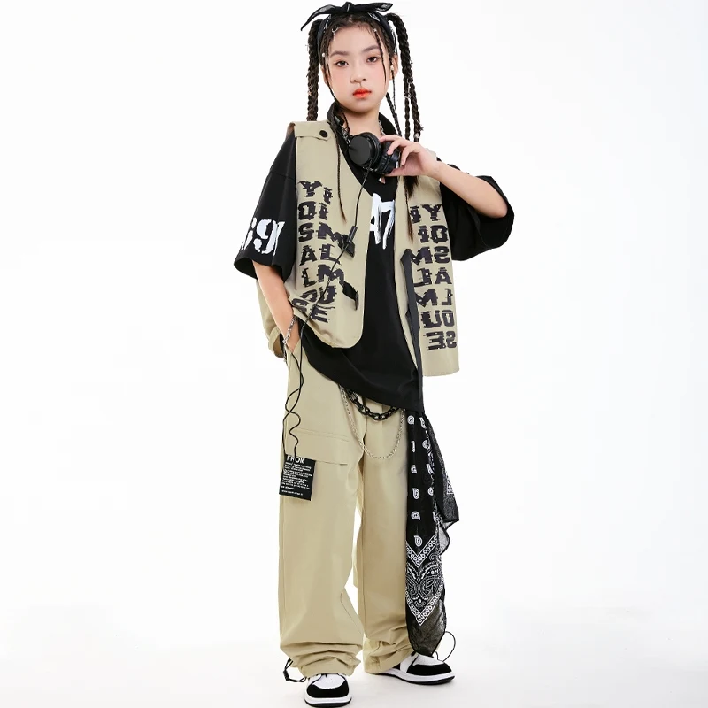 Cool Children Street Dance Performance Hip Hop Dance Costumes Kids Loose Girls Boys Group Jazz Dance Stage Clothes Wear DN20409