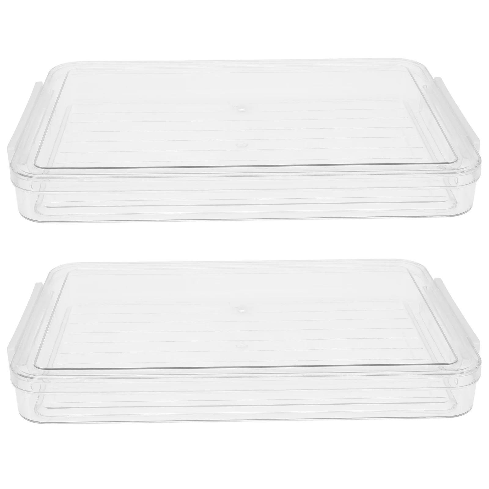 2Pcs Plastic Document Box Stackable Transparent File Organizer Storage Box with Lid Office Paper Holder for Home School