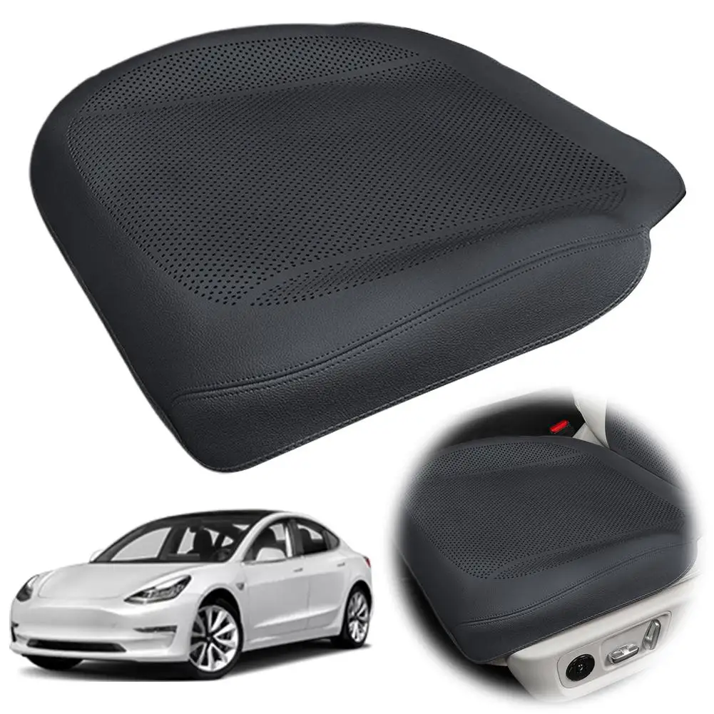   Cojín de coche Tesla de cuero de napa, estera protectora transpirable, cojín antideslizante para asiento de coche, accesorios para automóvil O4D8