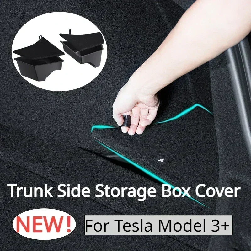 For Tesla Model 3 Highland 2024 Trunk Sides Storage Bins Cargo Compartment Bucket TPE Box Boot Organizer&Carpet Lids Accessories