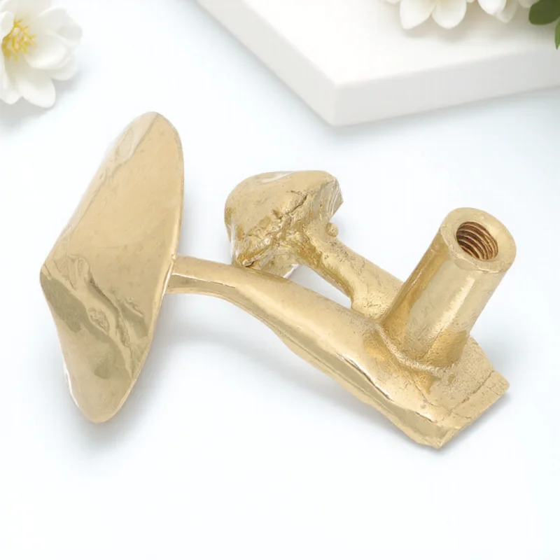 

Yellow Brass Cabinet Knob Small Delicate Drawer Pull Handle for Kitchen Cupboard Wardrobe Household Furniture Mushroom Style
