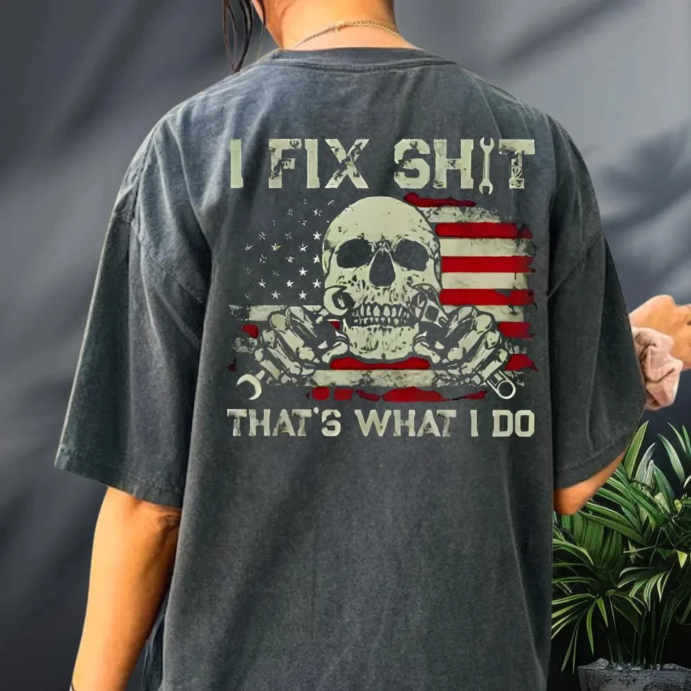 That’s What I Do I Fix Shit And I Know Things Skull T-Shirt, Vintage Skull Tools Shirt, Handyman Shirt, Funny Dad Shirt