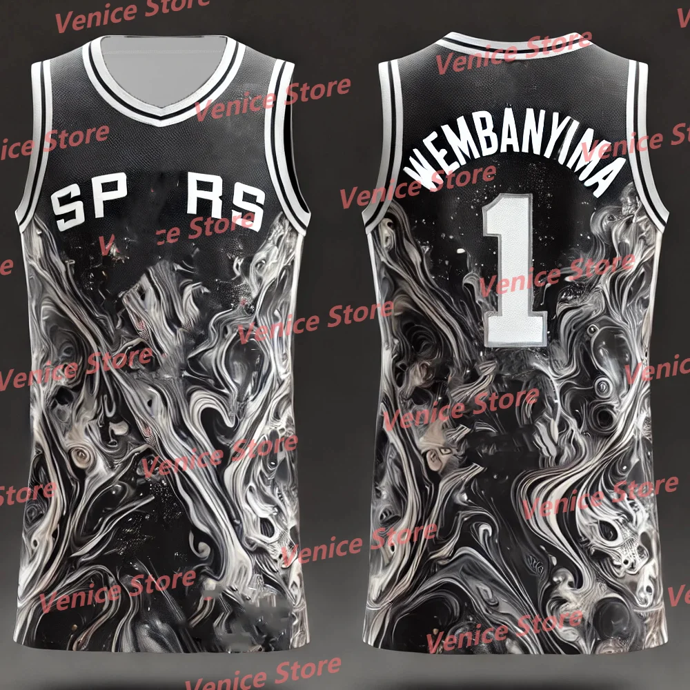 American 2025 New Arrivals ChatGPT San Antonio AI Design Basketball Jerseys WEMBANYAMA #1 Adults Short Sleeve Tank Top KIDs