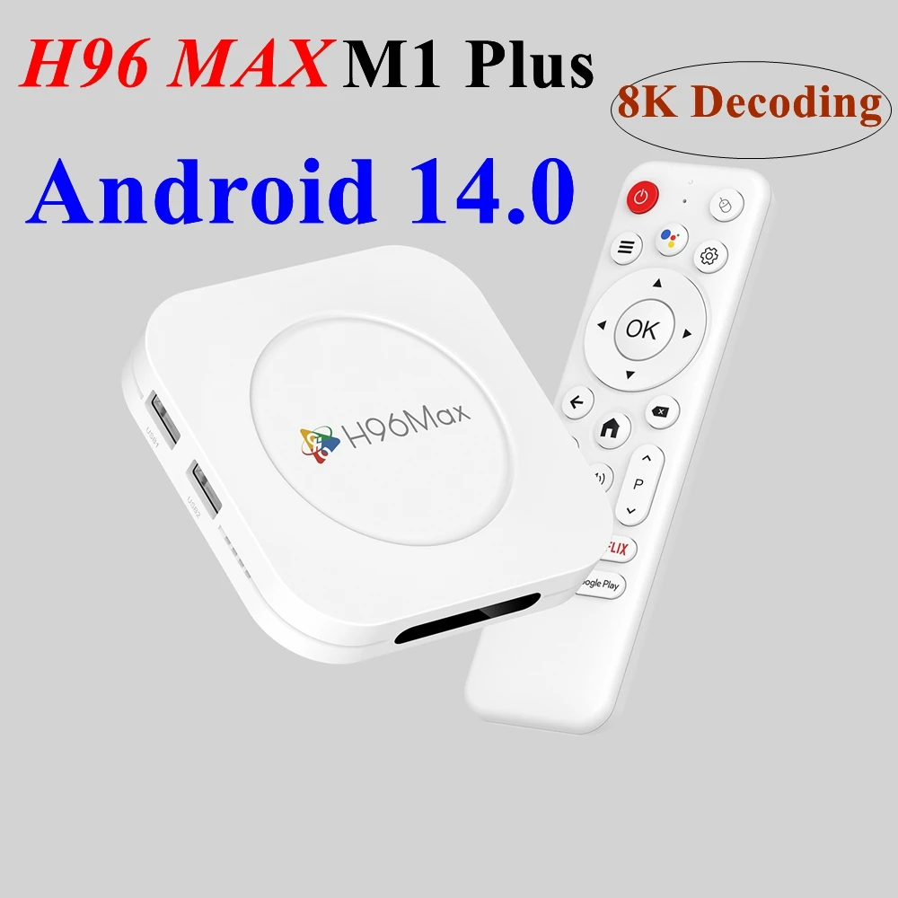 

H96 Max M1 Plus Android 14 TV BOX RK3528 Quad Core 4GB 128GB 8K LAN 100M Wifi6 BT 5.4 Voice Remote Media Player Set Top Box