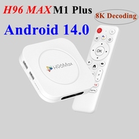 H96 Max M1 Plus Android 14 TV BOX RK3528 Quad Core 4GB 128GB 8K LAN 100M Wifi6 BT 5.4 Voice Remote Media Player Set Top Box