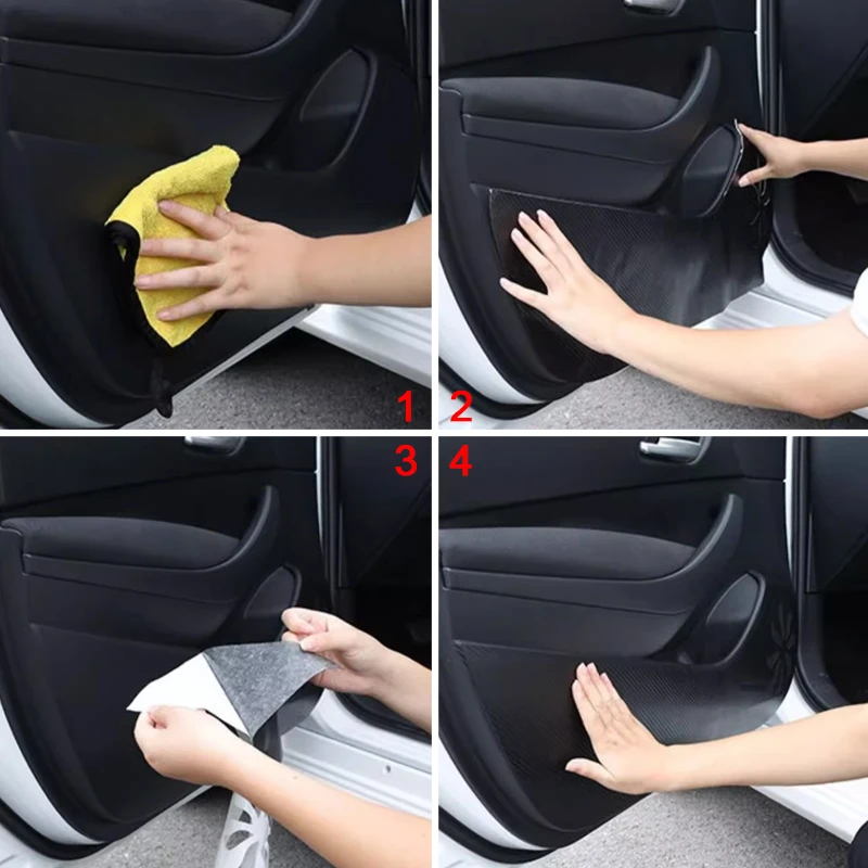 Fit For MG GT 2021 2022 2023 2024 Car Door Anti Kick Pad Carbon Fiber Leather Texture Anti Dirt Protective Sticker Accessories