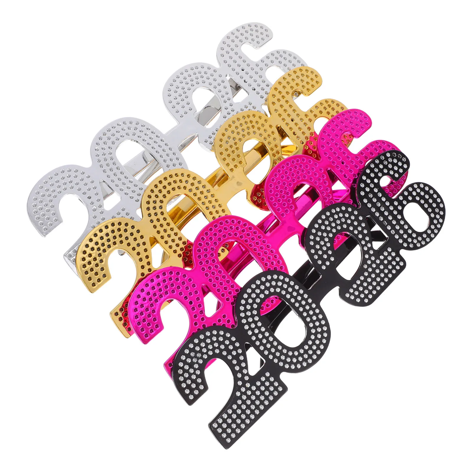 

4Pcs 2026 New Year Glasses Stylish Party Eyewear Photo Booth Props Plastic Happy New Year Accessories Festive Grad Party Glasses