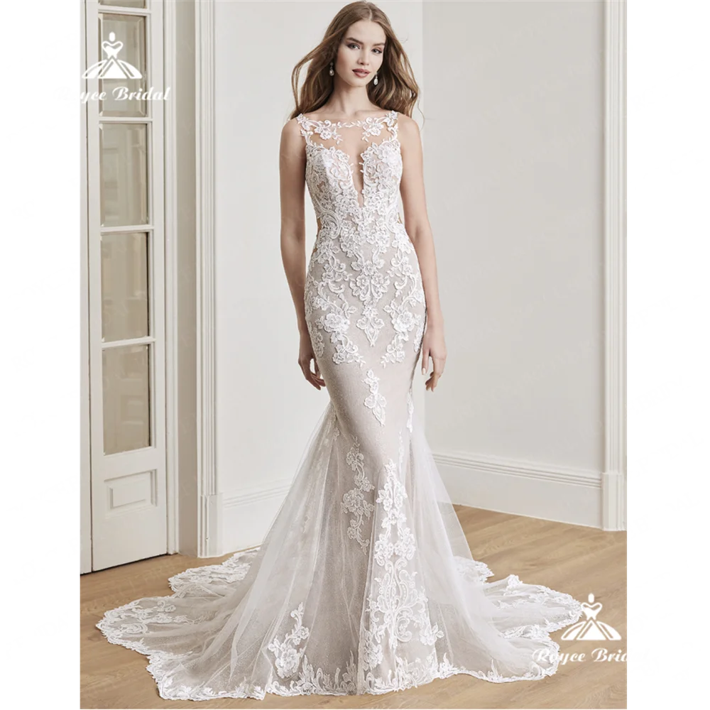 Roycebridal O Neck Sereia Vestido de Noiva 2025 Renda Tribunal Trem Vestido de Noiva с iyoдебное пла vauеmermaid vestido de casamento abiti da sposa