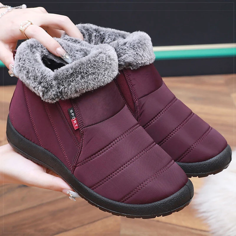 

Boots Waterproof Snow Boots With Fur Warm Winter Boots Women Slip On Women's Winter Shoes Ankle Botas Mujer Combat Shoes Woman