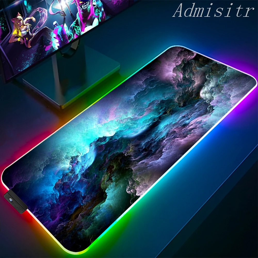 لوحة ماوس RGB كبيرة ذات مساحة رائعة للألعاب XXL لوحة ماوس LED لوحة ماوس ألعاب نسخ سجادة ماوس لوحة مكتب للكمبيوتر الشخصي مع إضاءة خلفية
