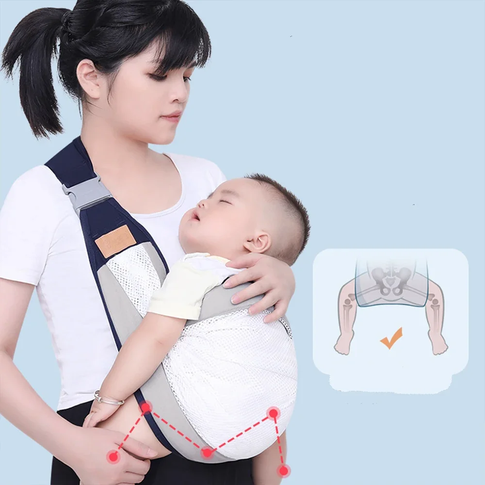 Portable Baby Carrier, Ergonomic Baby Strap one Shoulder Labor-Saving Polyester Baby Half Wrapped Sling Newborn, Infant