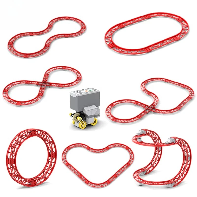 Roller Coaster Railcar Set Technology Building Blocks Parts Accessories Compatible Small Particle Toy For Train Rollercoaster