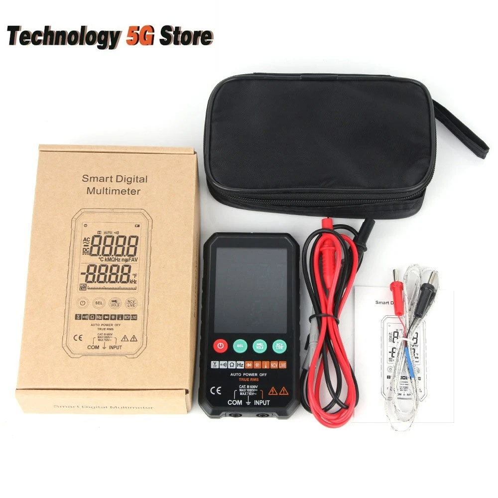 

FY107C Smart Digital Multimeter Tester AC/DC Voltage Resistance Tester with Temperature Probe