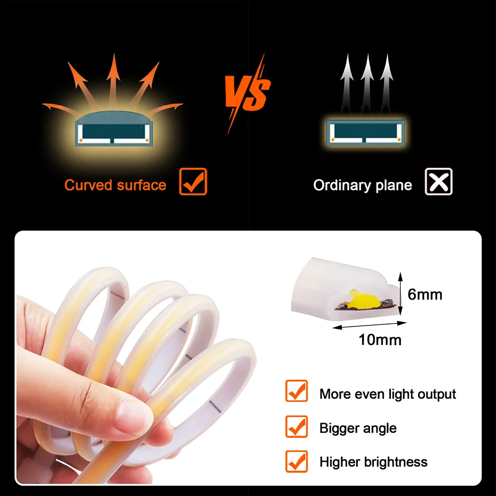 조광기 스위치 포함 COB LED 스트립 네온 조명, 유연한 테이프 조명, 방수 라이너 조명, EU UK 전원, 240LED, 220V, 230V