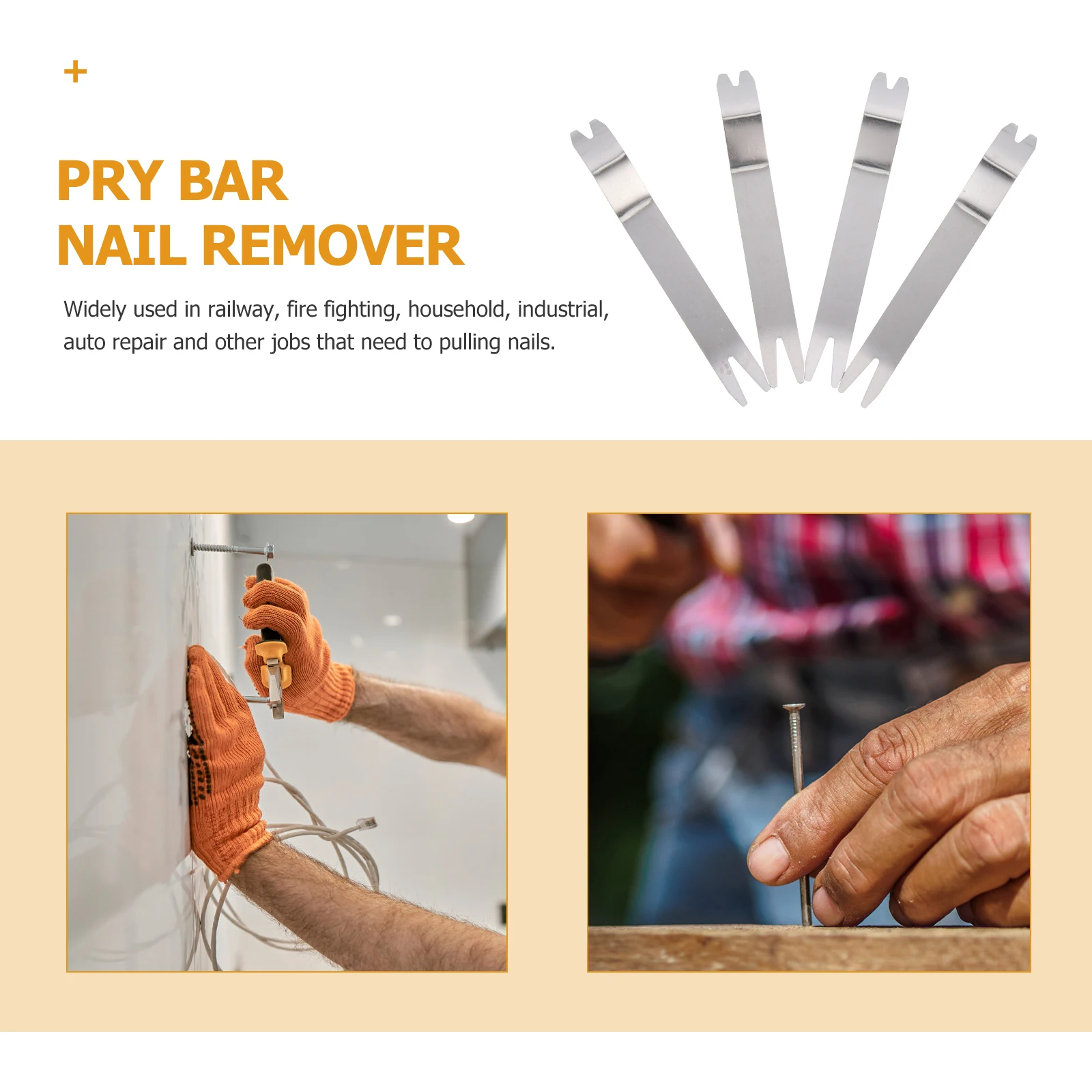 

4pcs Stainless Bar Puller Durable Tool Lightweight Paver Extractor For Household Nail Pry Bar Nail Remover Puller Jobs
