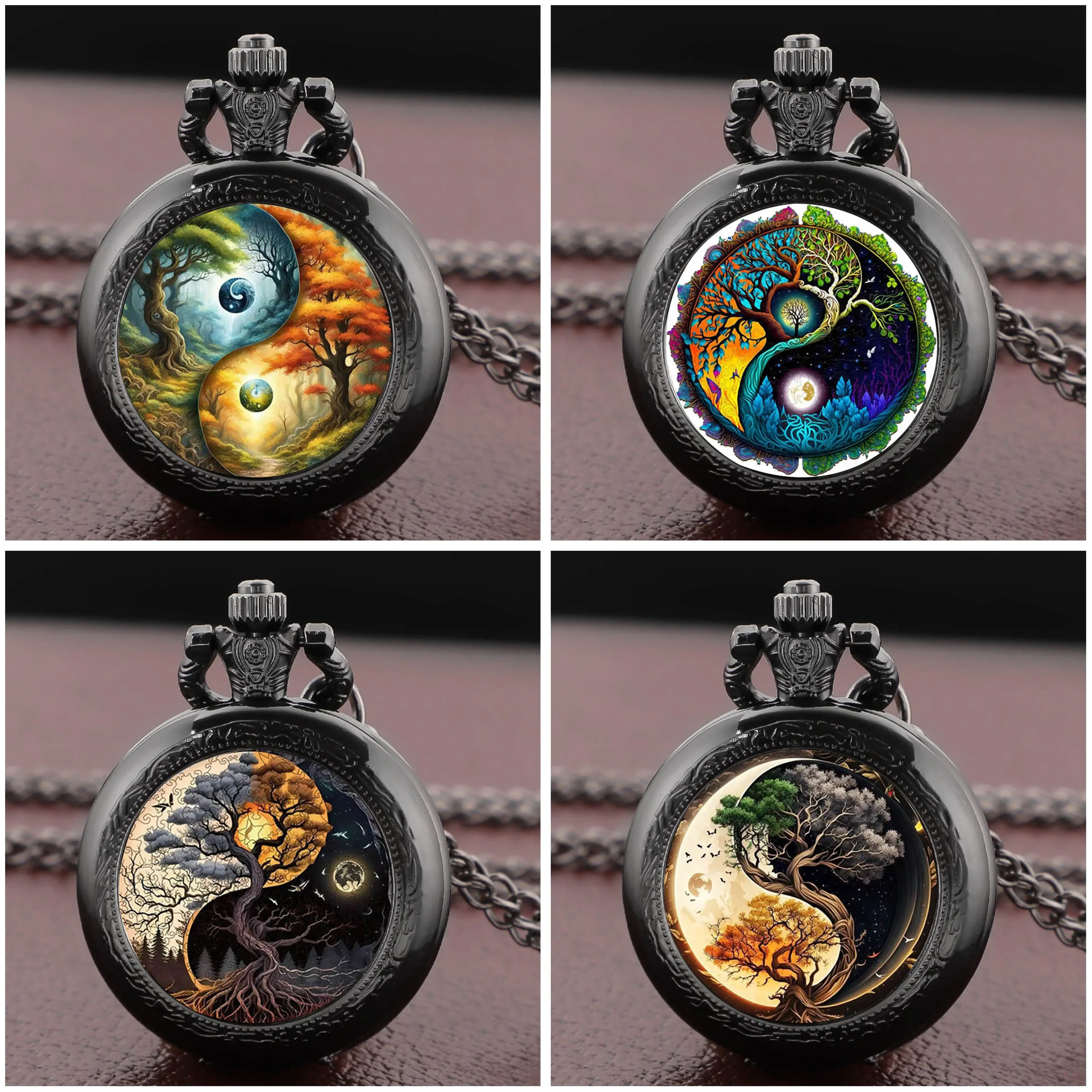 

Брелок-купол из стекла с природным пейзажем Инь-Ян, красочный фантазийный дизайн, для сумок и автомобильных ключей, унисекс