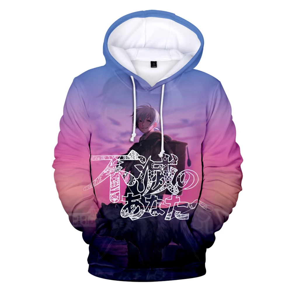 Hoodie japonês de anime para homens e mulheres, moletom de manga comprida, roupas 3D da juventude, plus size, 90s, para sua eternidade