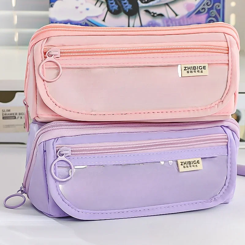 

1pc Multi Layer Prisms Large Capacity Transparent Pencil Case Multifunctional Simple And High Appearance Pencil Case