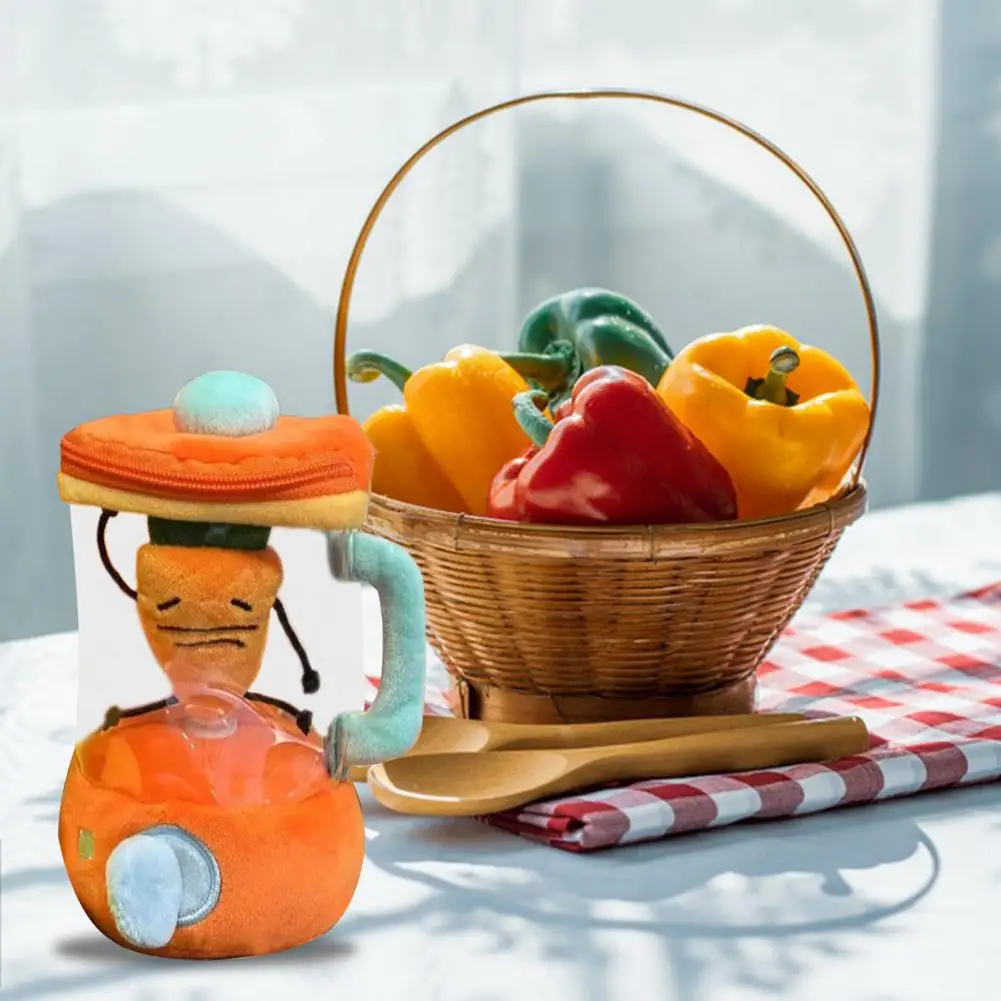 Carrot Blender Plush Toy Fun Drawstring Rotating Stuffed Vegetable Doll 6 Inches Interactive Wind-up Carrot Juicer Plush Toy