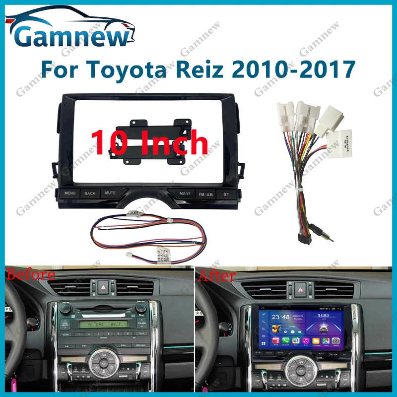 10 Inch Car Frame Fascia Adapter Cable Android Radio Dash Fitting Panel Kit For Toyota Reiz 2010-2017