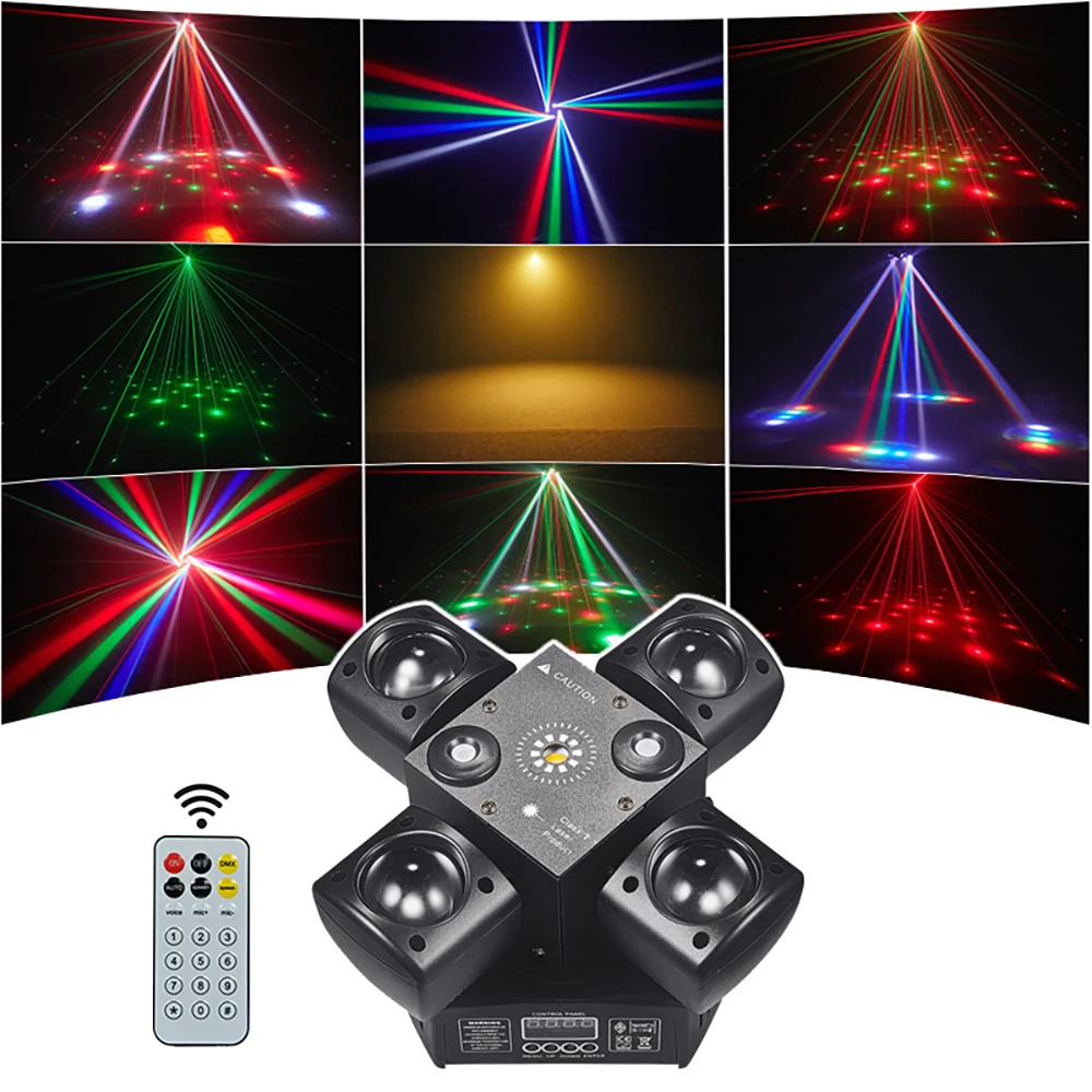 Mini 4x10w 4 Head Stage Effect Light Red Laser/Green Light/Flash/Beam 4in1 Dj Moving Head Light For Disco Bar Christmas